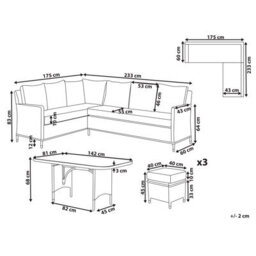 Beliani Garden Lounge Set With Table And Ottoman 9 Seater Lacona Right Hand Pe Rattan Light Grey - thumbnail 3