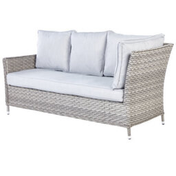 Beliani Garden Lounge Set With Table And Ottoman 9 Seater Lacona Right Hand Pe Rattan Light Grey - thumbnail 8