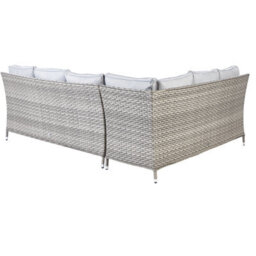Beliani Garden Lounge Set With Table And Ottoman 9 Seater Lacona Right Hand Pe Rattan Light Grey - thumbnail 6