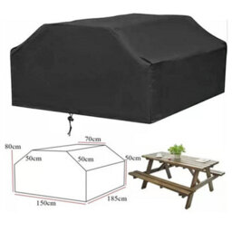 Rectangular Patio Bench Covers For Outdoor Picnic Tables And Kitchens, Black - thumbnail 3