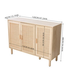 Living And Home Three-Door Wooden Sideboard Cabinet - thumbnail 5
