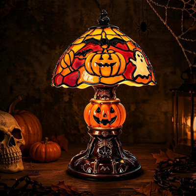 CLEFFNS Halloween Lamp For Indoor Decorations, Usb Pumpkin Table Light Warm Led Gothic Home Decor For Bedroom, Bookshelf, Mantel Display - image 1