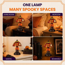 CLEFFNS Halloween Lamp For Indoor Decorations, Usb Pumpkin Table Light Warm Led Gothic Home Decor For Bedroom, Bookshelf, Mantel Display - thumbnail 9