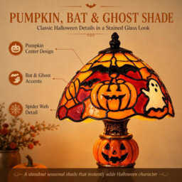 CLEFFNS Halloween Lamp For Indoor Decorations, Usb Pumpkin Table Light Warm Led Gothic Home Decor For Bedroom, Bookshelf, Mantel Display - thumbnail 3