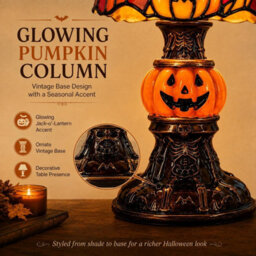 CLEFFNS Halloween Lamp For Indoor Decorations, Usb Pumpkin Table Light Warm Led Gothic Home Decor For Bedroom, Bookshelf, Mantel Display - thumbnail 4