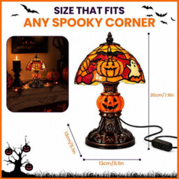 CLEFFNS Halloween Lamp For Indoor Decorations, Usb Pumpkin Table Light Warm Led Gothic Home Decor For Bedroom, Bookshelf, Mantel Display - thumbnail 2