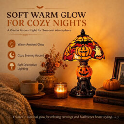 CLEFFNS Halloween Lamp For Indoor Decorations, Usb Pumpkin Table Light Warm Led Gothic Home Decor For Bedroom, Bookshelf, Mantel Display - thumbnail 5