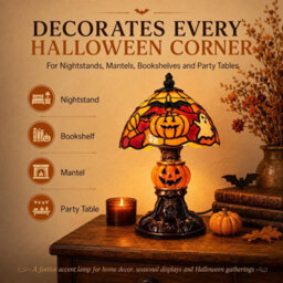 CLEFFNS Halloween Lamp For Indoor Decorations, Usb Pumpkin Table Light Warm Led Gothic Home Decor For Bedroom, Bookshelf, Mantel Display - thumbnail 6