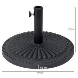 Outsunny 14Kg Round Garden Parasol Base, Fits 35mm, 38mm, 48mm Pole - Black - thumbnail 3