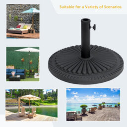 Outsunny 14Kg Round Garden Parasol Base, Fits 35mm, 38mm, 48mm Pole - Black - thumbnail 7