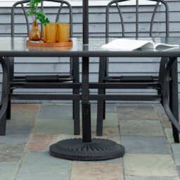 Outsunny 14Kg Round Garden Parasol Base, Fits 35mm, 38mm, 48mm Pole - Black - thumbnail 1