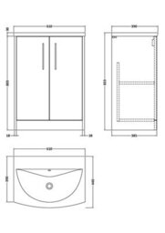 Hudson Reed Juno Floor Standing 2 Soft Close Door Vanity Unit With Curved 1 Tap Hole Basin In Autumn Oak Woodgrain Finish, 610mm - thumbnail 7