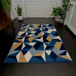 Loomed Navy Blue Diamond Geometric Living Room Rug 240X330Cm - thumbnail 1