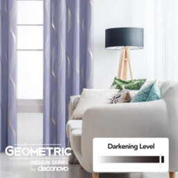 Deconovo Blackout Eyelet Curtains Thermal Insulated Gold Wave Line Foil Printed Curtains For Bedroom 46X90 Inch Light Purple - thumbnail 3