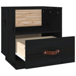 Berkfield Bedside Cabinet Black 40X34X45 Cm Solid Wood Pine - thumbnail 7