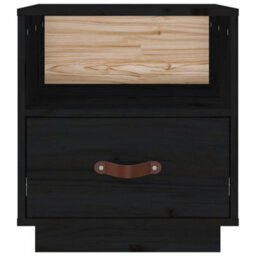 Berkfield Bedside Cabinet Black 40X34X45 Cm Solid Wood Pine - thumbnail 6