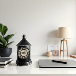Black Metal Table Clock Lantern Style Mantel Piece With World Map Face, Battery Powered Desk Clock For Home & Office Décor - thumbnail 3