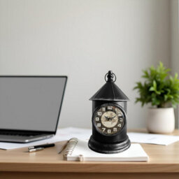 Black Metal Table Clock Lantern Style Mantel Piece With World Map Face, Battery Powered Desk Clock For Home & Office Décor - thumbnail 5