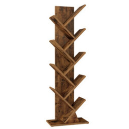 LEDREM Tree Bookshelf, Modern Bookcase, Floor Standing Book Shelf, For Bedroom, Living Room, Home, 20 X 38 X 115.2 Cm, Rustic Brown - thumbnail 3