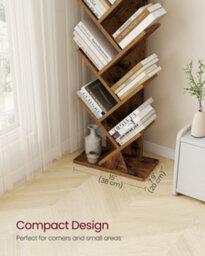 LEDREM Tree Bookshelf, Modern Bookcase, Floor Standing Book Shelf, For Bedroom, Living Room, Home, 20 X 38 X 115.2 Cm, Rustic Brown - thumbnail 5