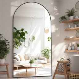 Cassilando Sleek Black Full Length Mirror 193Cm X 86Cm/75.98X33.85 In  Arch Design For Bedroom Entry Wall Leaning Or Hanging - thumbnail 6