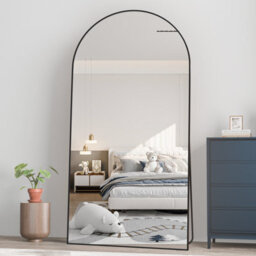 Cassilando Sleek Black Full Length Mirror 193Cm X 86Cm/75.98X33.85 In  Arch Design For Bedroom Entry Wall Leaning Or Hanging - thumbnail 3