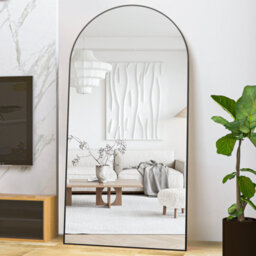 Cassilando Sleek Black Full Length Mirror 193Cm X 86Cm/75.98X33.85 In  Arch Design For Bedroom Entry Wall Leaning Or Hanging - thumbnail 5