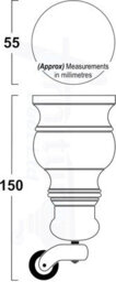 L&F 4X Solid Wooden Feet With Brass Cauldron Castors Replacement Furniture Legs 145mm Height  Sofas Chairs Stools  M8(8mm) Tsp2005 - thumbnail 2