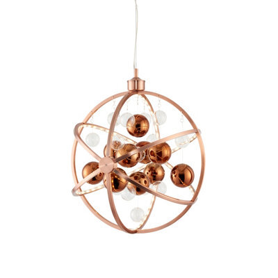 Anson Lighting Nyos 1Lt    Copper Plate With Clear And Copper Glass Pendant Single