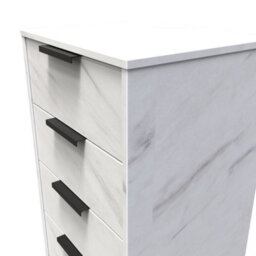Beijing 5 Drawer Tall Bedside Cabinet In Marble (Ready Assembled) - thumbnail 4