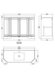 Hudson Reed Floor Standing 4-Door Angled Vanity Unit With 1 Tap Hole White Marble Top & Basin, Twilight Blue, 1236X470mm - thumbnail 6