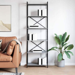 Berkfield Bookcase Grey Sonoma 60 X 30 X 188 Cm Engineered Wood - thumbnail 4