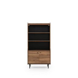 Arte Industrial Chic Vasina 06 Bookcase - Oak Castello & Black Matt With Sleek Metal Legs - W800mm X H1600mm X D450mm