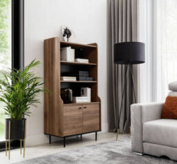Arte Industrial Chic Vasina 06 Bookcase - Oak Castello & Black Matt With Sleek Metal Legs - W800mm X H1600mm X D450mm - thumbnail 4