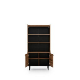Arte Industrial Chic Vasina 06 Bookcase - Oak Castello & Black Matt With Sleek Metal Legs - W800mm X H1600mm X D450mm - thumbnail 2