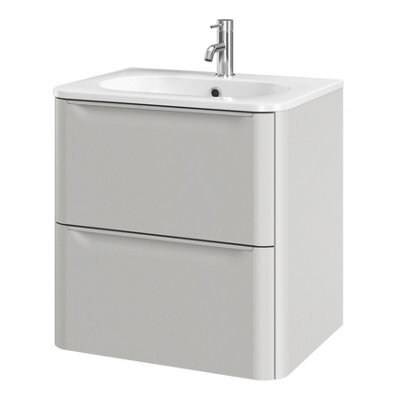 GoodHome Nevado Matt Grey Wall-Mounted Vanity Unit & Basin Set (W)600mm (H)600mm - image 1