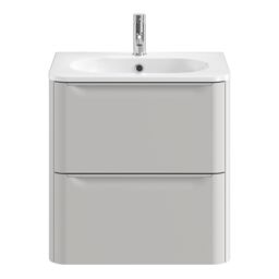 GoodHome Nevado Matt Grey Wall-Mounted Vanity Unit & Basin Set (W)600mm (H)600mm - thumbnail 2