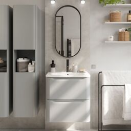 GoodHome Nevado Matt Grey Wall-Mounted Vanity Unit & Basin Set (W)600mm (H)600mm - thumbnail 7