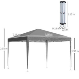Outsunny 3 X 3 M Garden Pop Up Gazebo Marquee Party Tent Wedding Canopy Grey - thumbnail 3