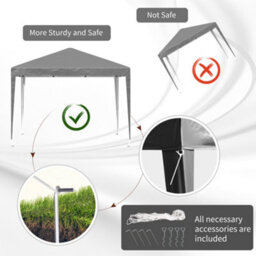 Outsunny 3 X 3 M Garden Pop Up Gazebo Marquee Party Tent Wedding Canopy Grey - thumbnail 7