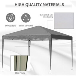 Outsunny 3 X 3 M Garden Pop Up Gazebo Marquee Party Tent Wedding Canopy Grey - thumbnail 4