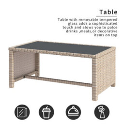 Matteo Khaki Rattan Effect 4-6 Seater Garden Lounge Set With Coffee Table & Washable Cushions - thumbnail 6