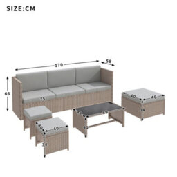 Matteo Khaki Rattan Effect 4-6 Seater Garden Lounge Set With Coffee Table & Washable Cushions - thumbnail 5