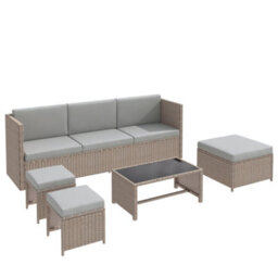 Matteo Khaki Rattan Effect 4-6 Seater Garden Lounge Set With Coffee Table & Washable Cushions - thumbnail 8