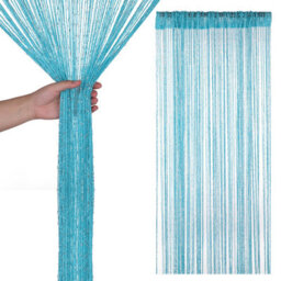 Neel Blue String Curtains Glitter Fringe Panel Fly Screen Doorway Tassel Curatin, 200Cm X 90Cm - Turquoise - thumbnail 1