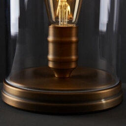 Valuelights Aged Brass Effect Metal Base And Clear Glass Dome Table Lamp With Led Amber Tinted Squirrel Cage Light Bulb - thumbnail 6