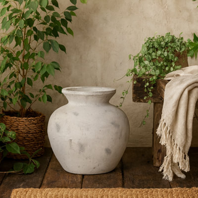 Wyld Haus Terra Large Antique White Textured Ceramic Vase 30Cm - image 1