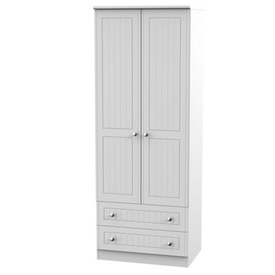 Vittoria Ready Assembled Contemporary Matt Grey 2 Drawer Tall Double Wardrobe (H)1970mm (W)740mm (D)530mm - image 1