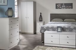 Vittoria Ready Assembled Contemporary Matt Grey 2 Drawer Tall Double Wardrobe (H)1970mm (W)740mm (D)530mm - thumbnail 2