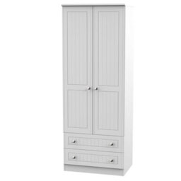 Vittoria Ready Assembled Contemporary Matt Grey 2 Drawer Tall Double Wardrobe (H)1970mm (W)740mm (D)530mm - thumbnail 1